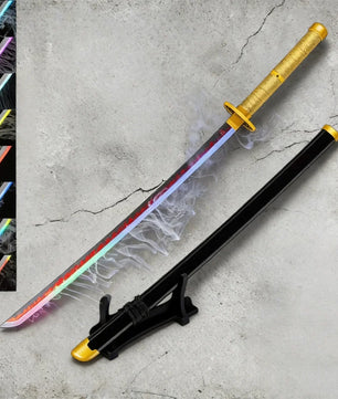 40in Demon Slayer Tsugikuni Yoriichi Katana LED Mist Original Sabre Cosplay Accessories Prop Wood Vapor Schwert Vapour Toy Gift