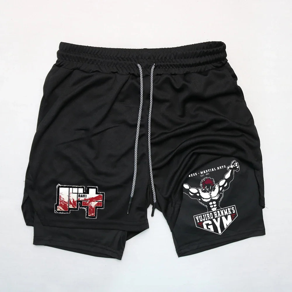 Baki Style Compression Shorts - Men's Anime Workout Shorts