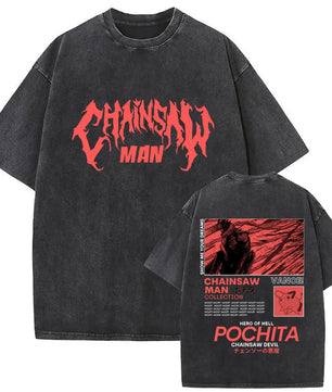 Chainsaw Man Pochita Shirt Vintage Oversized Style Anime Shirt