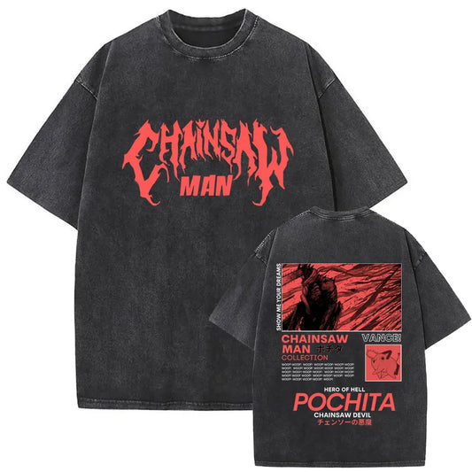 Chainsaw Man Pochita Shirt Vintage Oversized Style Anime Shirt
