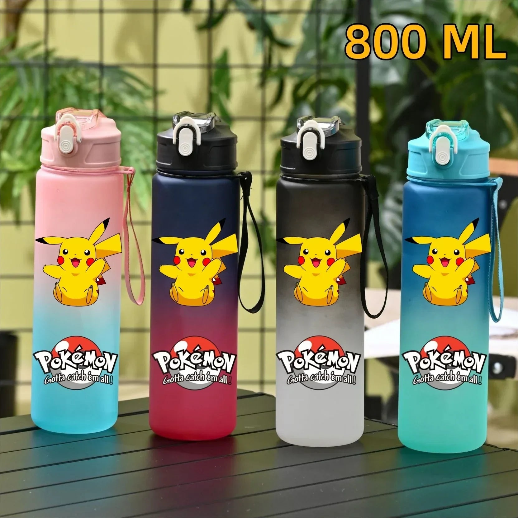 Pokemon Pikachu Sports Water Bottle With Straw BPA-Free & Leakproof
