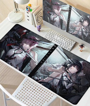 Chainsaw Man Makima & Reze Split Portrait Mouse Pad – Large Gaming Desk Mat