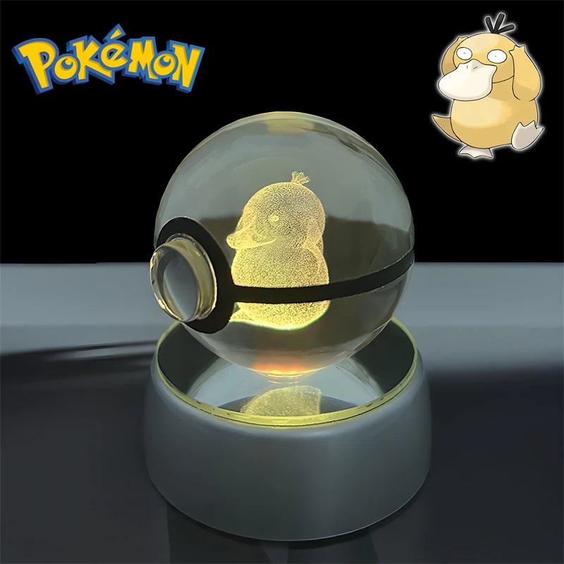 Pokemon Psyduck Figure 3D Crystal Ball Night Light Lamp