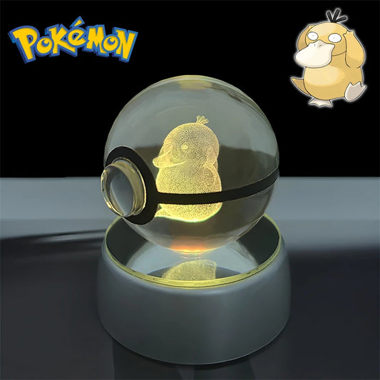 Pokemon Psyduck Figure 3D Crystal Ball Night Light Lamp