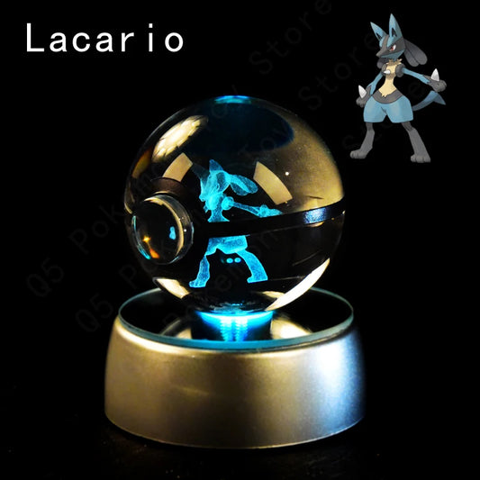 Pokemon Lucario Figure 3D Crystal Ball Night Light Lamp