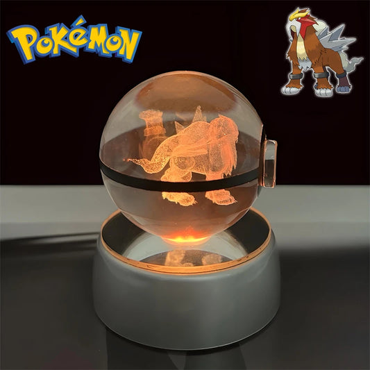 Pokemon Entei Figure 3D Crystal Ball Night Light Lamp