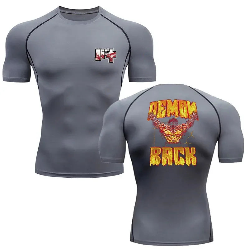 Baki Style Demon Back Compression Shirt - Men's Fitness Anime Rash Guard