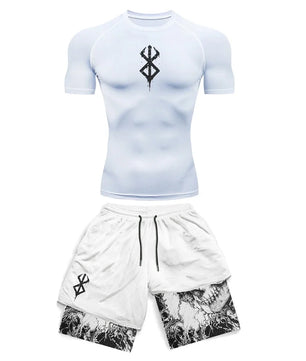 Berserk Style Compression Shirt & Shorts Set - Anime Rash Guard Set