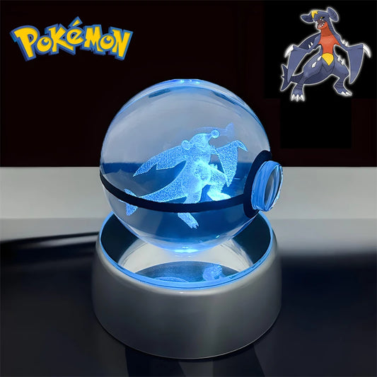Pokemon Garchomp Figure 3D Crystal Ball Night Light Lamp