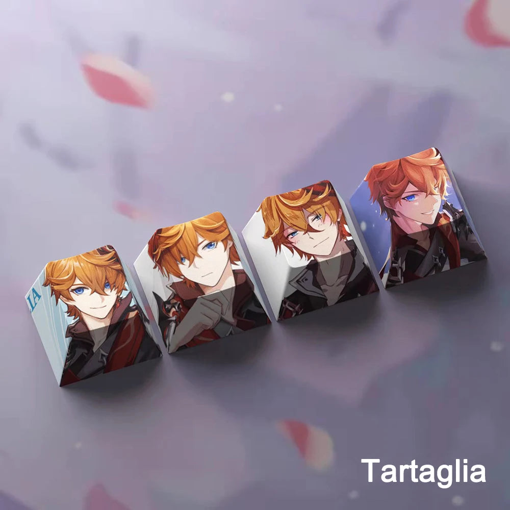 Genshin Impact Tartaglia Keycaps 4pc Sublimation R4 Cherry Profile