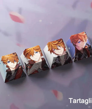 Genshin Impact Tartaglia Keycaps 4pc Sublimation R4 Cherry Profile