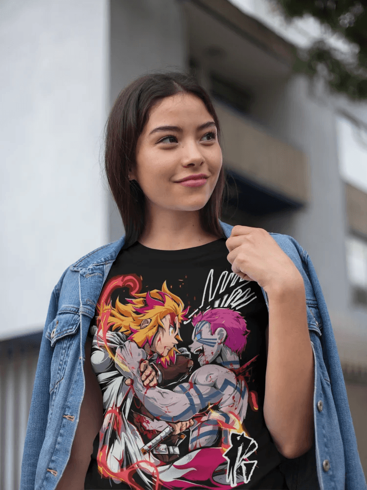 Demon Slayer Rengoku Vs Akaza Shirt All Cotton Anime Shirt