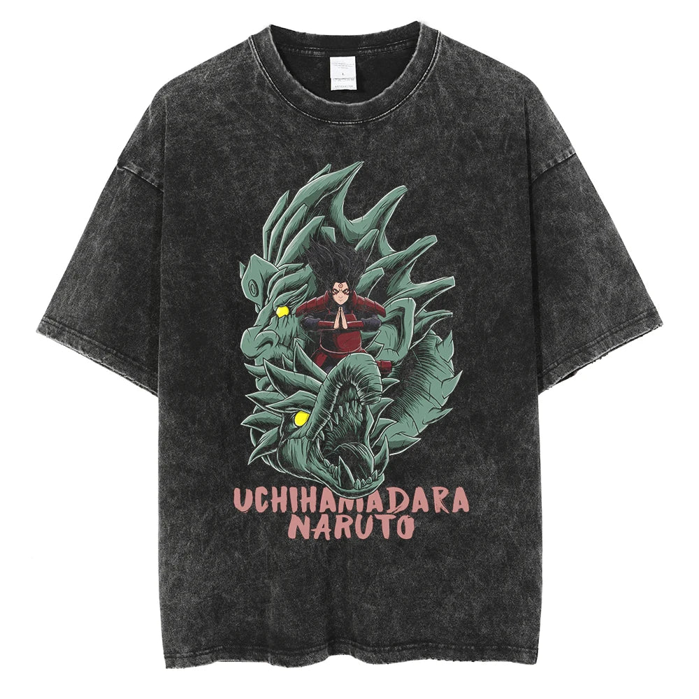 Naruto Madara Shirt Oversized Anime Graphic Cotton Shirt