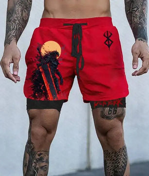 Berserk Style Compression Shorts - Men's Anime Workout Shorts