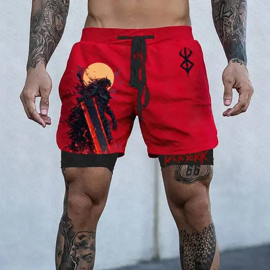 Berserk Style Compression Shorts - Men's Anime Workout Shorts