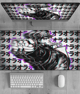 JoJo’s Bizarre Adventure Jotaro Kujo Black & White ORA Mouse Pad – Large Gaming & Office Desk Mat