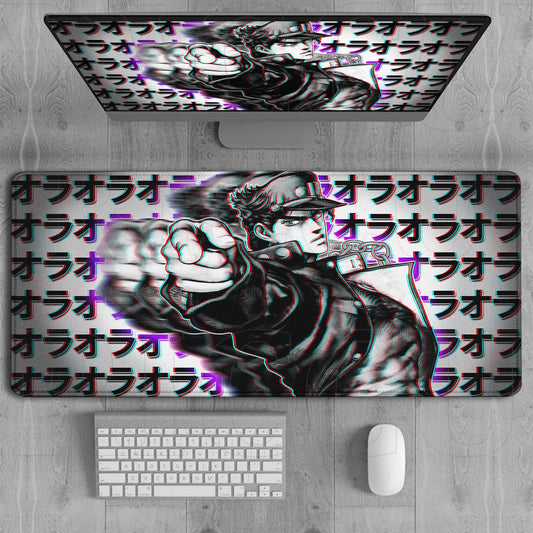JoJo’s Bizarre Adventure Jotaro Kujo Black & White ORA Mouse Pad – Large Gaming & Office Desk Mat