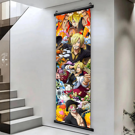 One Piece Sanji Canvas Poster Anime Hanging Scroll Home Decor