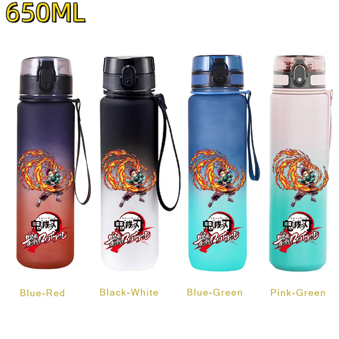 Demon Slayer Tanjiro Water Bottle – 650ml Leakproof Gym Bottle