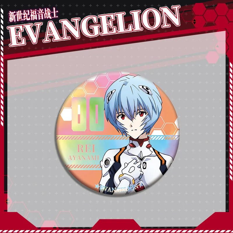 Evangelion Ayanami Rei Acrylic Stand Keychain & Double-Sided Badge Set