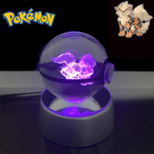 Pokemon Arcanine Figure 3D Crystal Ball Night Light Lamp