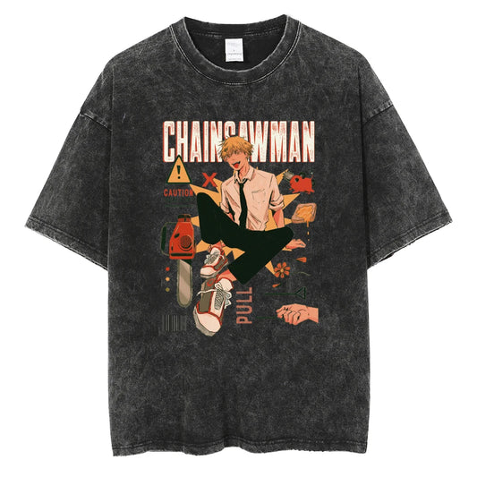 Chainsaw Man Shirt Denji Oversized Cotton Anime Shirt