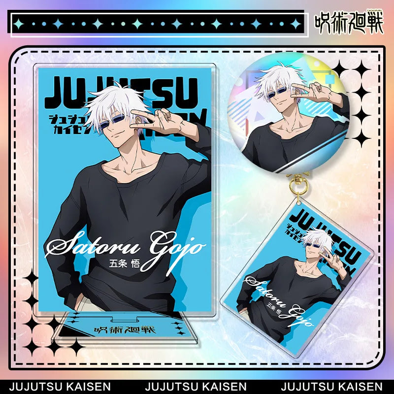 Jujutsu Kaisen Satoru Gojo Acrylic Stand Keychain & Badge Set