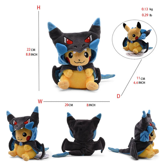 Pokemon Pikachu Charizard X Hooded Cosplay Plush