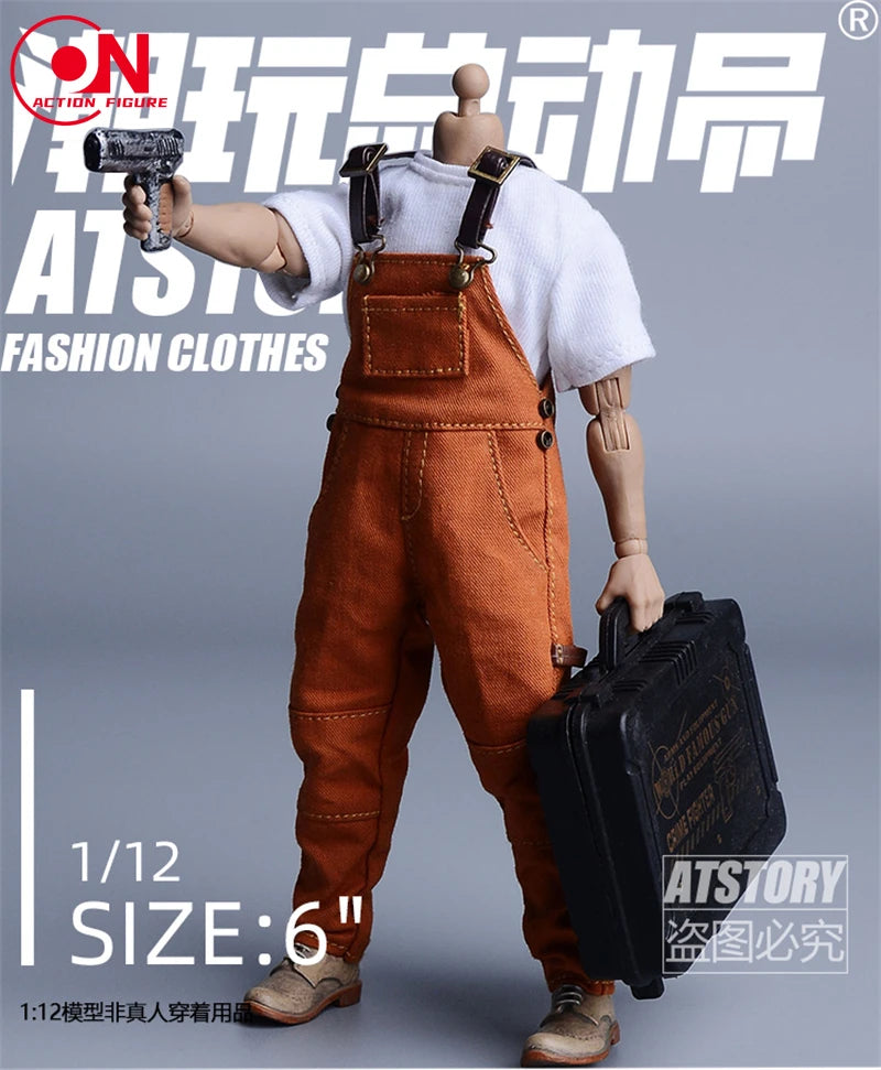 1/12 Scale Work Overalls Suspenders For 6-Inch Male Action Figures