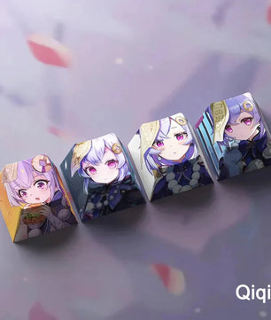 Genshin Impact Qiqi Keycaps 4pc Sublimation R4 Cherry Profile