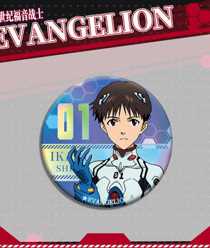 Evangelion Shinji Acrylic Stand Keychain & Double-Sided Badge Set
