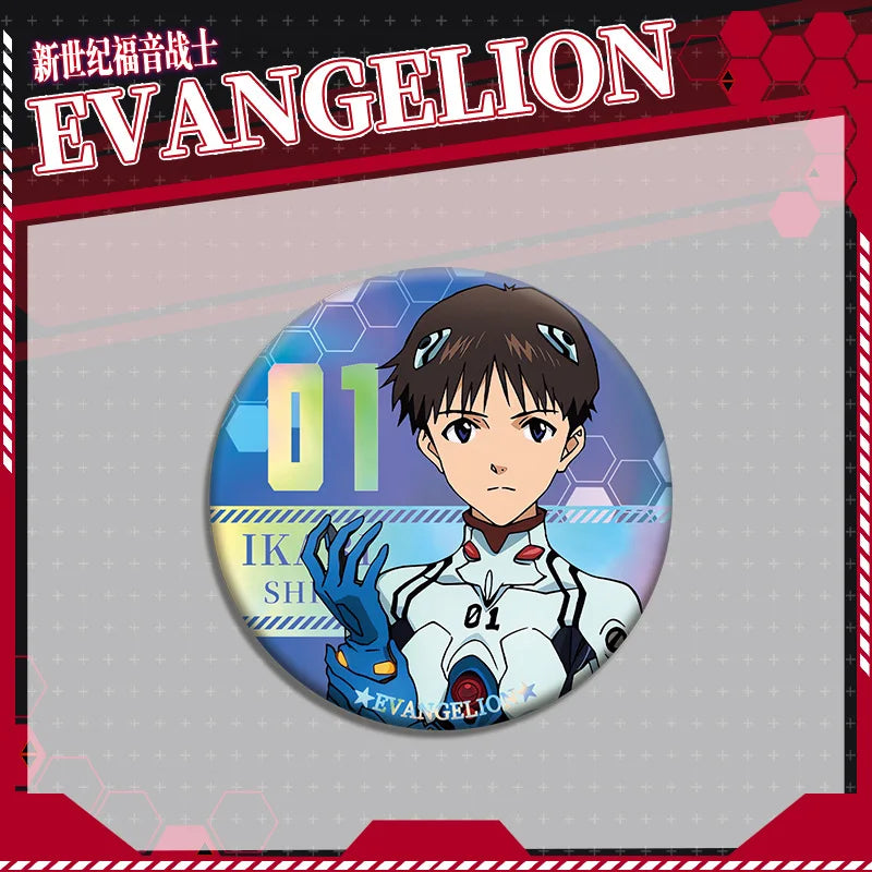 Evangelion Shinji Acrylic Stand Keychain & Double-Sided Badge Set