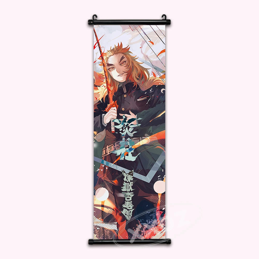 Demon Slayer Flame Hashira Kyojuro Rengoku Anime Poster Paint Style