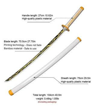Demon Slayer Katana 1:1 Scale Anime Prop Replica Bamboo Sword