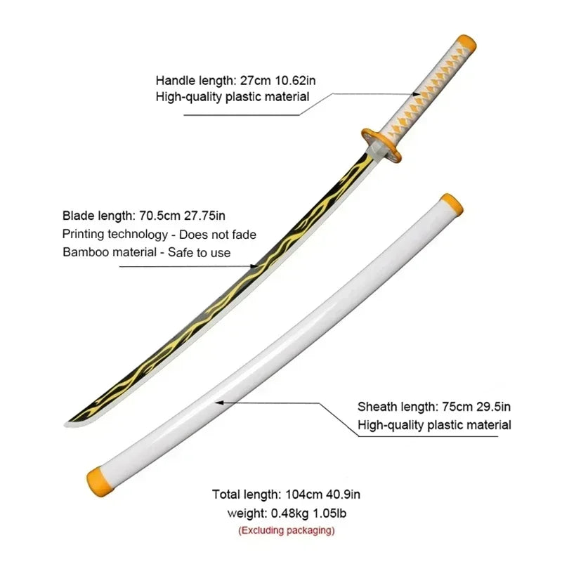 Demon Slayer Katana 1:1 Scale Anime Prop Replica Bamboo Sword
