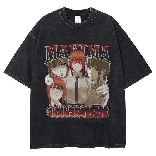 Chainsaw Man Shirt Makima Oversized Cotton Anime Shirt