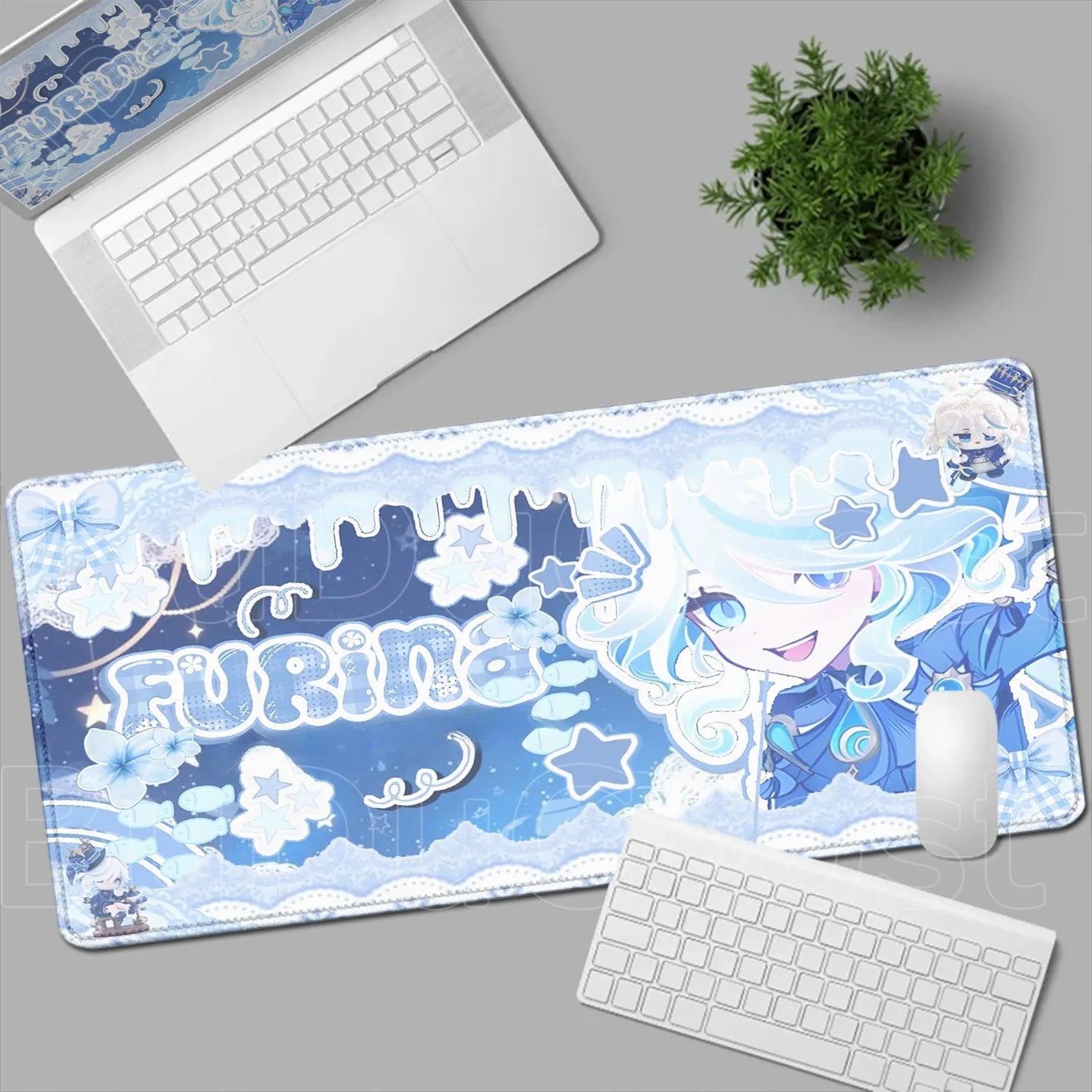 Genshin Impact Furina Large Mouse Pad - Gaming & Office Desk Mat