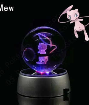 Pokemon Mew Figure 3D Crystal Ball Night Light Lamp