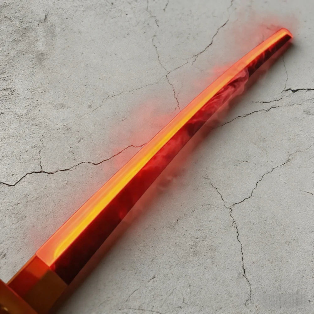 40in Demon Slayer Tsugikuni Yoriichi Katana LED Mist Original Sabre Cosplay Accessories Prop Wood Vapor Schwert Vapour Toy Gift