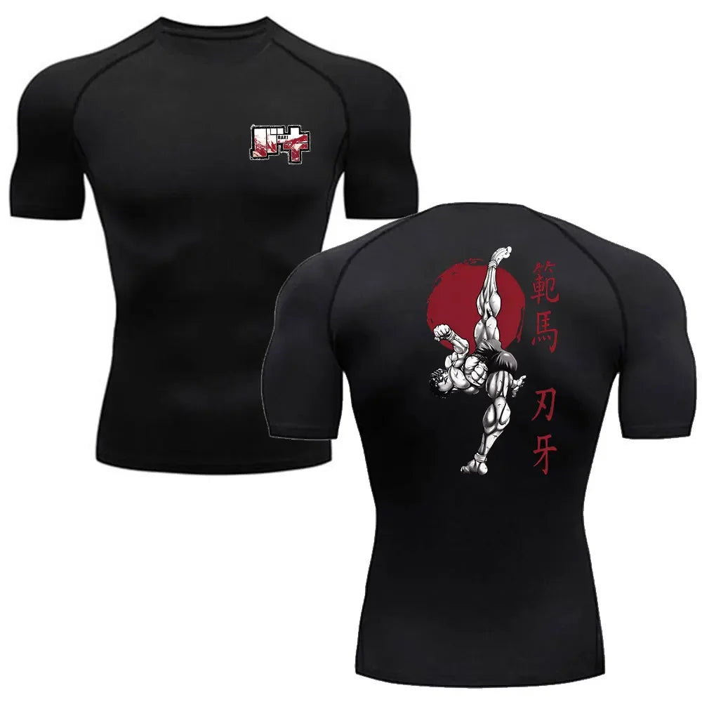 Baki Style Compression Shirt - Men's Fitness Anime Rash Guard