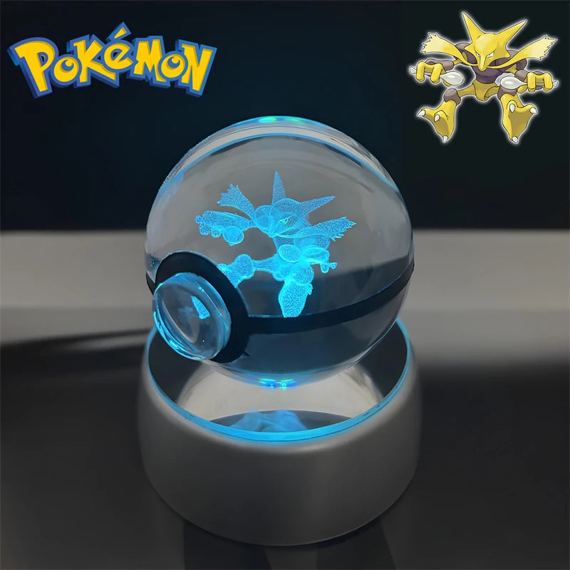 Pokemon Alakazam Figure 3D Crystal Ball Night Light Lamp