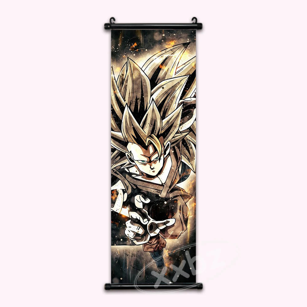 Dragon Ball Z Super Saiyan 3 Goku Gold Anime Poster Canvas Wall Art