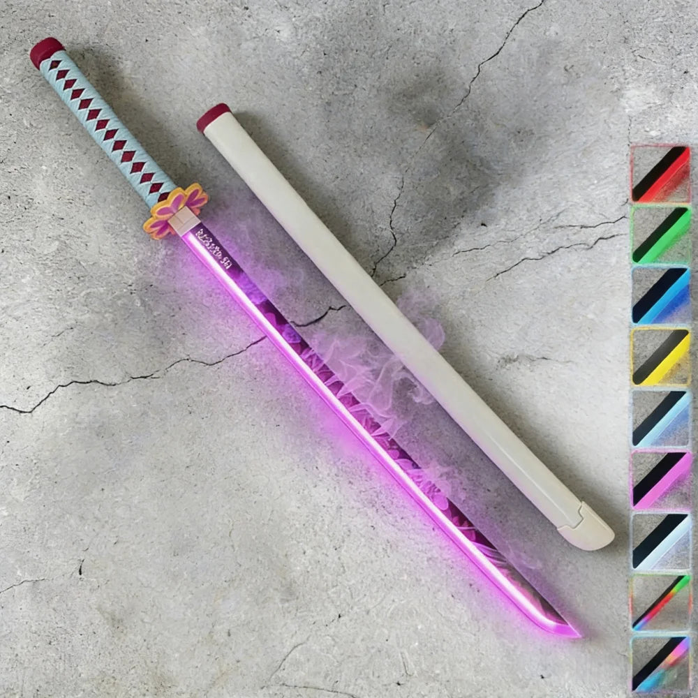 40in Demon Slayer Tsugikuni Yoriichi Katana LED Mist Original Sabre Cosplay Accessories Prop Wood Vapor Schwert Vapour Toy Gift