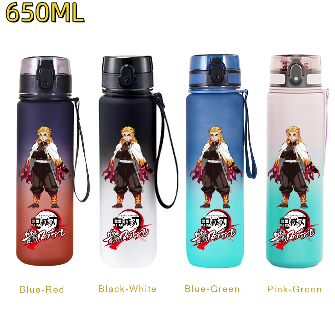 Demon Slayer Rengoku Water Bottle – 650ml Leakproof Gym Bottle