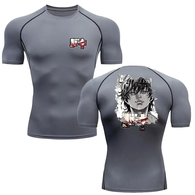 Baki Style Compression Shirt - Men's Fitness Anime Rash Guard