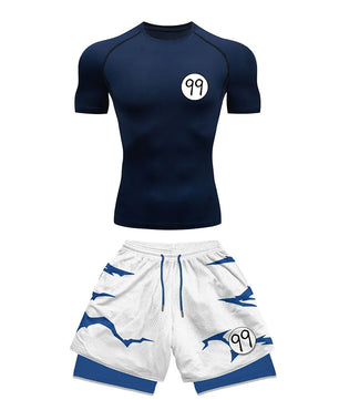 Anime Style Compression Shirt & Shorts Set - Anime Workout Set Rash Guard