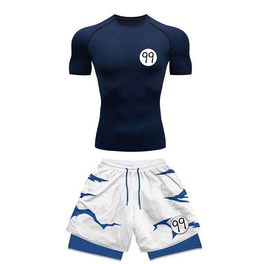 Anime Style Compression Shirt & Shorts Set - Anime Workout Set Rash Guard