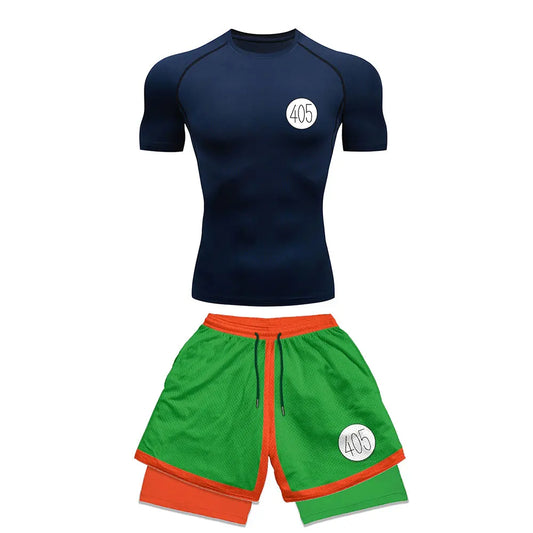 Anime Style Compression Shirt & Shorts Set - Anime Workout Set Rash Guard