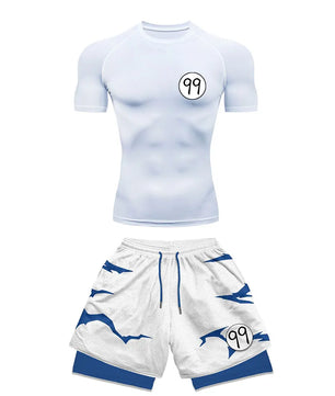 Anime Style Compression Shirt & Shorts Set - Anime Workout Set Rash Guard