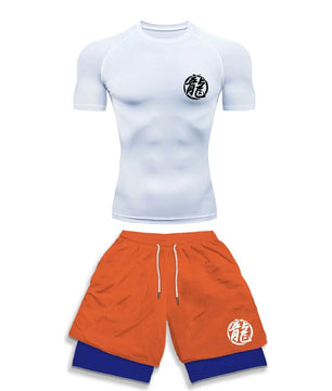 Anime Style Compression Shirt & Shorts Set - Anime Workout Set Rash Guard